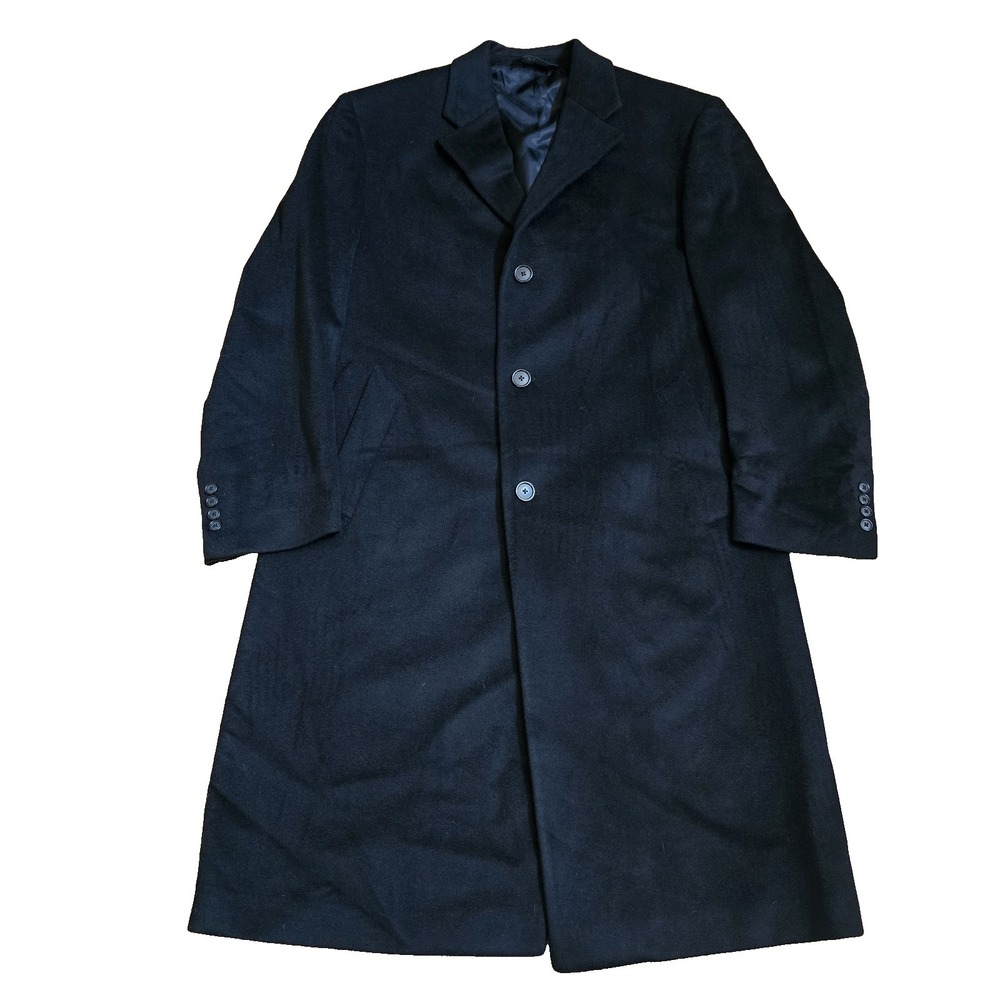 Jos A Bank Signature Collection Men 100% Cashmere Overcoat Black 38R Long Jacket